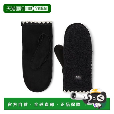 1h可退 香港直邮Ugg 女士 fluff 圆齿边连指手套 black黑色 舒适