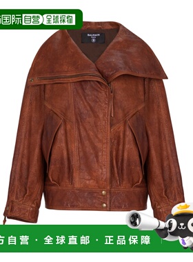 1h可退 香港直邮Balmain 长袖皮夹克 GF0TD230LE37