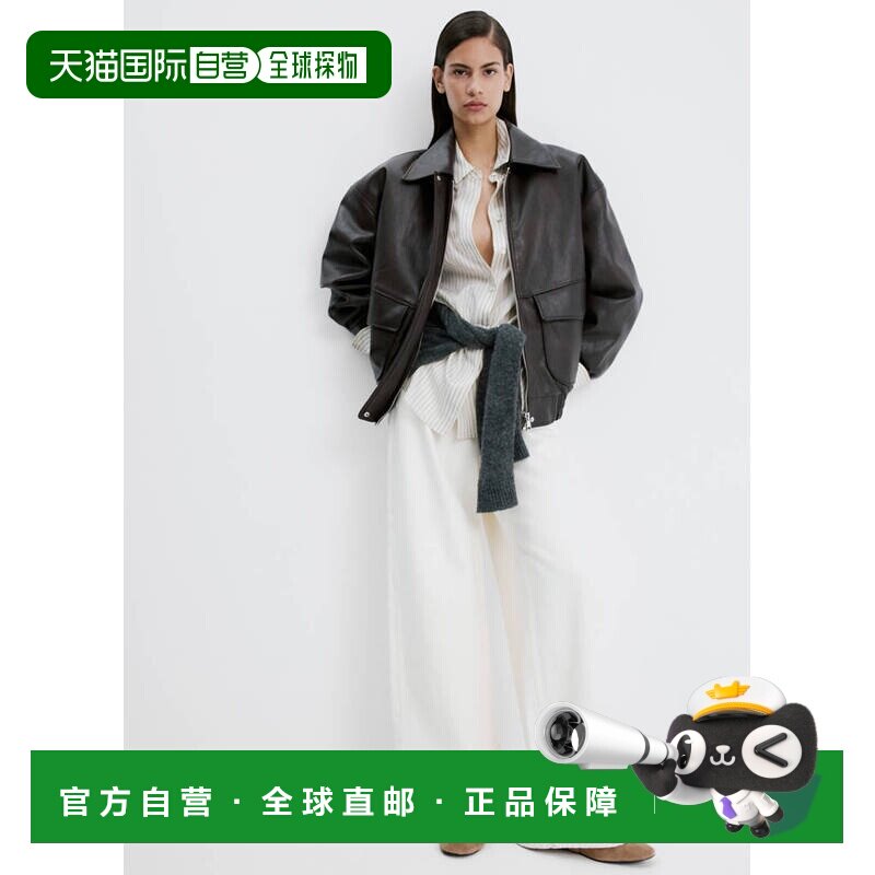 自营欧洲直邮MANGO 女士沙色山羊皮绒面芭蕾舞鞋平底单鞋图片