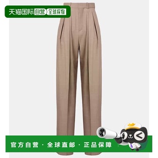 香港直邮Saint 褶裥羊毛阔腿裤 Laurent 女士 圣罗兰 1h可退