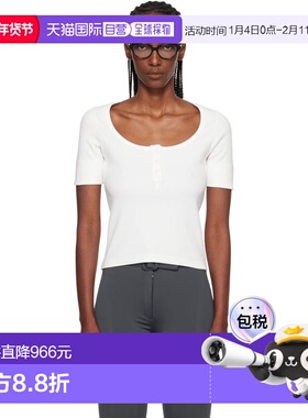 1h可退 香港直邮Courreges 女士 白色 Buttoned 90's Rib T 恤 12
