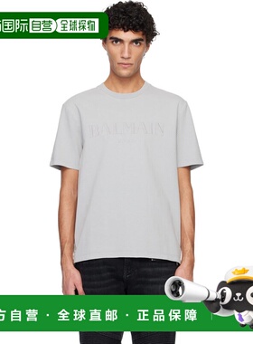 香港直邮Balmain 巴尔曼 男士 灰色 Vintage Embroidered T 恤 GH