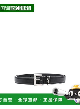 香港直邮Saint Laurent 黑色Monogram 扣环腰带 554465BOO0E皮带