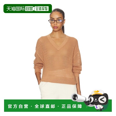 香港直邮VARLEY 女士 Gaia V领毛衣 VAR03203 brown棕色 舒适时尚