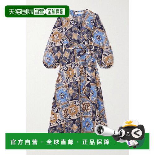 1h可退 香港直邮ZIMMERMANN 女士 Alight 束带印花棉质中长缠绕式