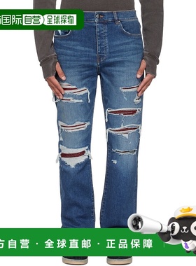 香港直邮AMIRI 男士 蓝色 Croc Slim Thrasher 牛仔裤 AMDNSM1023