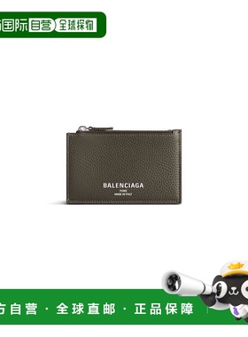 自营欧洲直邮Balenciaga巴黎世家 Credit男士卡其色logo标识钱包