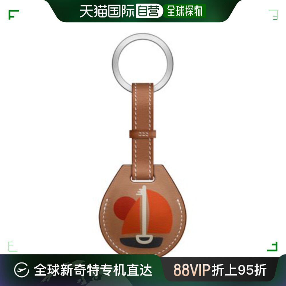 欧洲直邮hermes爱马仕棕色徽标仕钥匙链