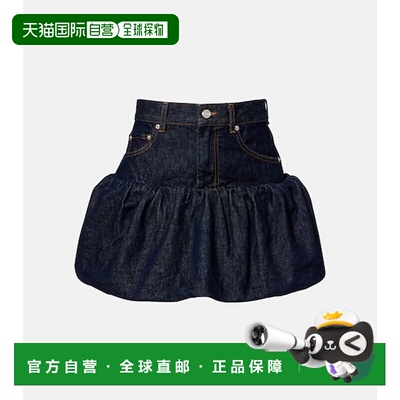 香港直邮GANNI 甘尼 女士 褶皱牛仔迷你半身裙 blue蓝色 舒适时尚