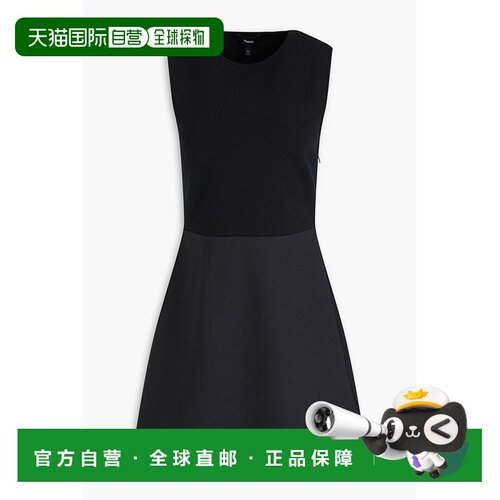 香港直邮THEORY 希尔瑞 女士 绉布拼接美利奴羊毛羊毛混纺迷你连