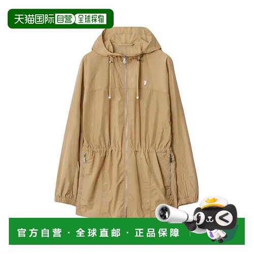 自营欧洲直邮Burberry博柏利 女士驼色短款尼龙棉质夹克外套