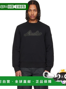 香港直邮Moncler 盟可睐 男士 黑色 Cursive Logo Cotton 套头衫