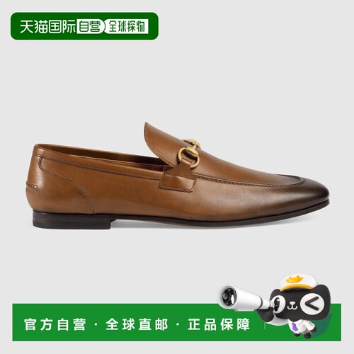 自营欧洲直邮Gucci古驰Jordaan系列男士棕色皮革男士乐福鞋男鞋