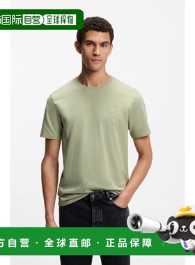 自营欧洲直邮Hugo Boss 男士灰绿色棉圆领短袖T恤男装