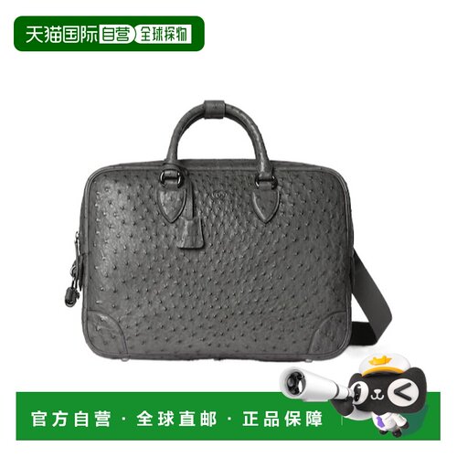 香港直邮Gucci 双 G 鸵鸟古驰 公文包822064EAA9W斜挎包单肩包