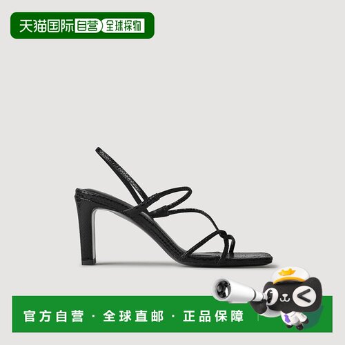 自营欧洲直邮Sandro桑德罗 女士黑色皮革细带凉鞋高跟单鞋