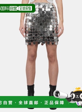 1h可退 香港直邮Rabanne 女士 jupe effet miroir argent 迷你半