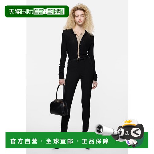 自营欧洲直邮Acne Studios 女士黑色/米色丝羊毛多层开衫长袖