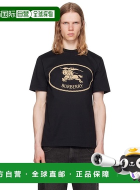 1h可退 香港直邮Burberry 巴宝莉 男士 黑色 Knight Stamp Cotton