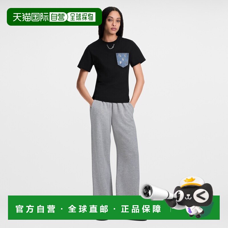 自营1h可退 欧洲直邮LV路易威登 Monogram女士黑色棉圆领短袖T恤