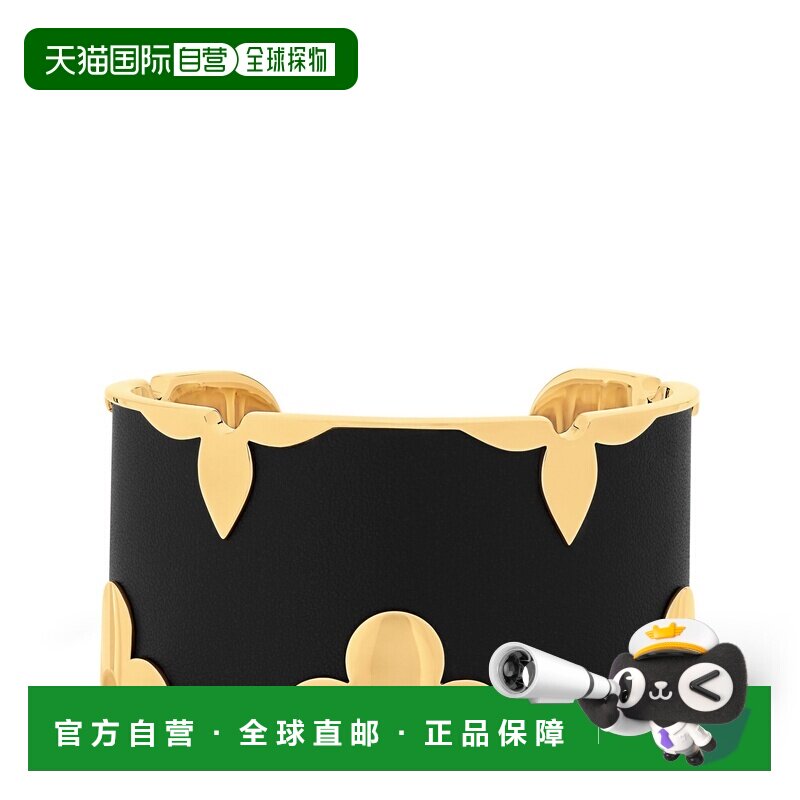 自营欧洲直邮LV路易威登 Crown女士黑色金属老花花朵图案手镯配饰