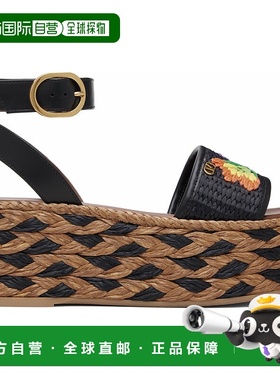 1h可退 香港直邮valentino 华伦天奴 女士 黑色草编鞋 7W2S0MS3FY