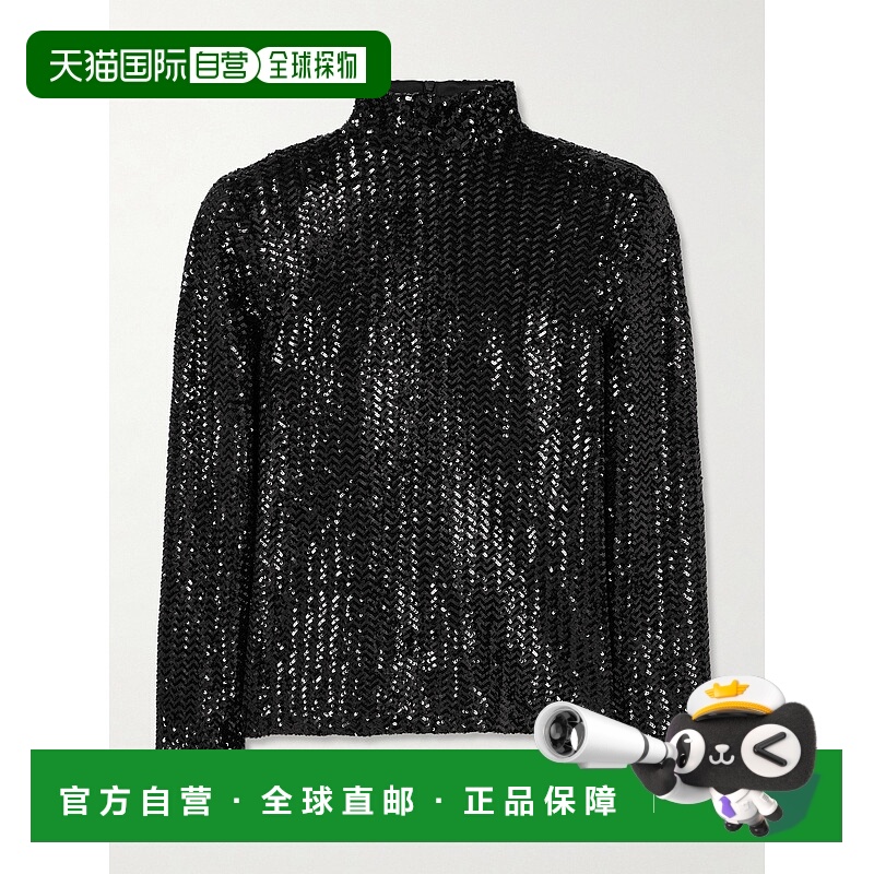 香港直邮ANINE BING 女士 Josephine 珠片薄纱上衣 A0710352BLK35