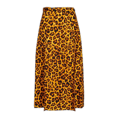 1h可退 香港直邮Sandro 女士 豹纹缎面中长半身裙 SFPJU00820