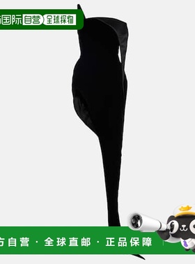 1h可退 香港直邮Mugler 穆勒 女士 Spiky 不对称天鹅绒束腰连衣裙