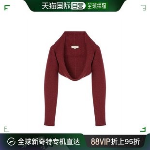 PIANA 欧洲直邮LORO 诺悠翩雅24新款 女士酒红色羊绒针织泡泡袖 披