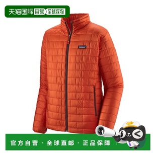 自营欧洲直邮PATAGONIA NANO PUFF男士橙红色再生聚酯拉链羽绒服