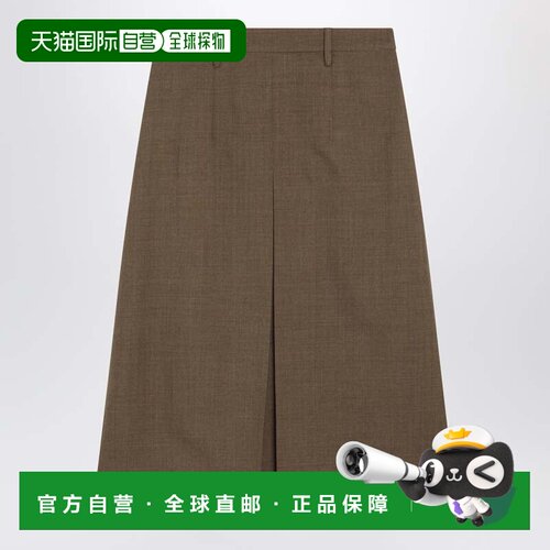 香港直邮Prada 普拉达 女士 Tobacco-colored 羊毛半身裙 P10A9OO