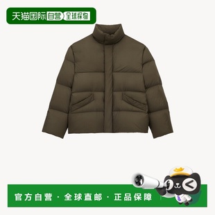 自营欧洲直邮YSL圣罗兰 男士哑光卡其色聚酯纤维按扣开合羽绒服