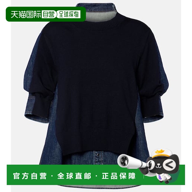 1h可退 香港直邮Sacai 女士 层叠感牛仔布衬衫 blue蓝色 舒适时尚