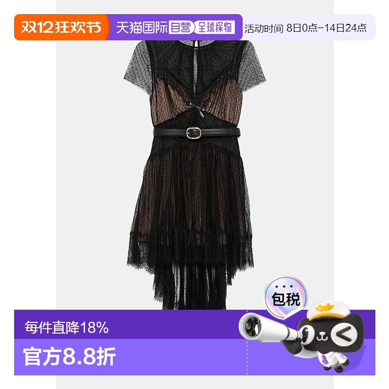 Black Dot Mesh Mini Dress