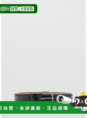 自营欧洲直邮Mango芒果 男士黑色粒面皮革制成的腰带