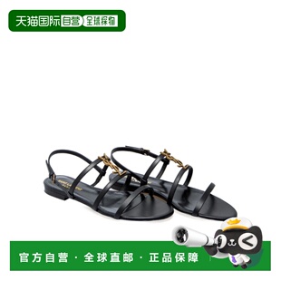 1h可退 香港直邮女士 CASSANDRA金色字母标志光滑皮革平底凉鞋 25