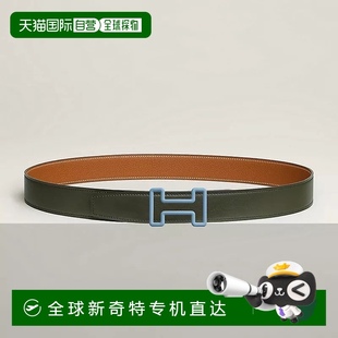 铜绿色 1h可退 男士 欧洲直邮Hermes 金色小牛皮腰带32mm 爱马仕