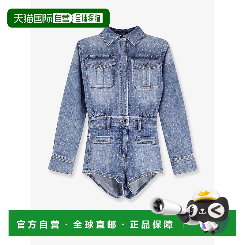 香港直邮Self-Portrait 女士 牛仔莱茵石连衣裤 RS26801JSABLBLUE