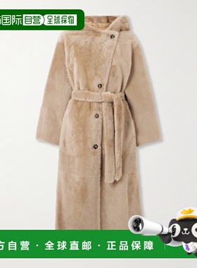 1h可退 香港直邮YVES SALOMON 女士 连帽束带毛羊皮大衣 26WYM607