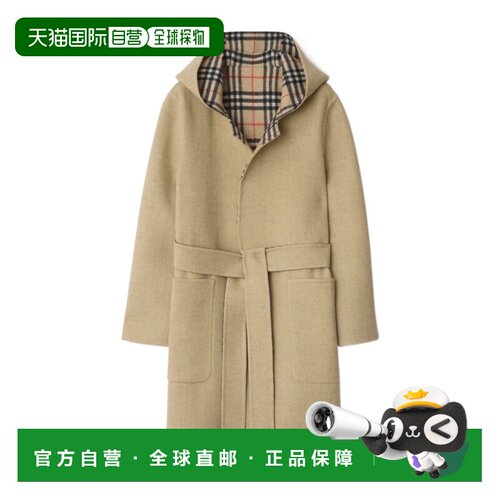 1h可退 香港直邮BURBERRY/博柏利 25FW 围裹式连帽大衣 Women