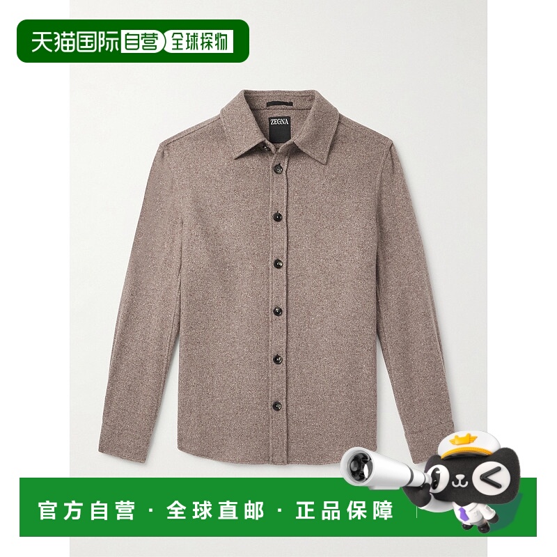 1h可退 香港直邮Zegna 杰尼亚 男士 羊绒真丝混纺衬衫 UGV10A2SOT