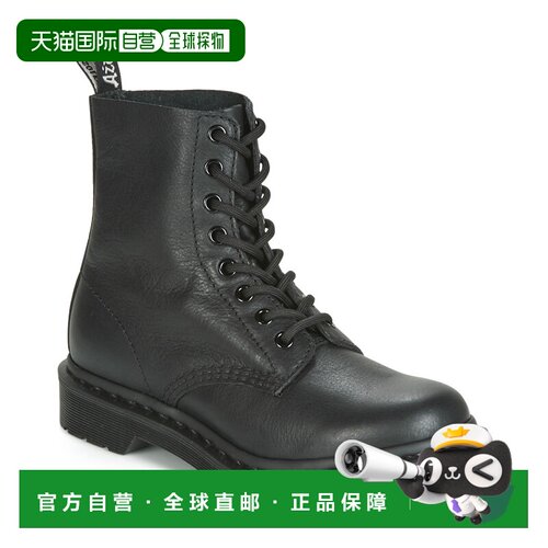 欧洲直邮dr. martens 女士黑色荔枝纹平底8孔时尚休闲百搭马丁靴