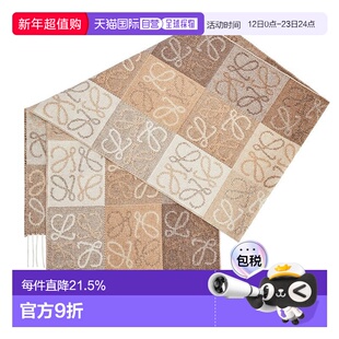 欧洲直邮LOEWE罗意威Anagram棋盘格羊毛羊绒围巾男女同款