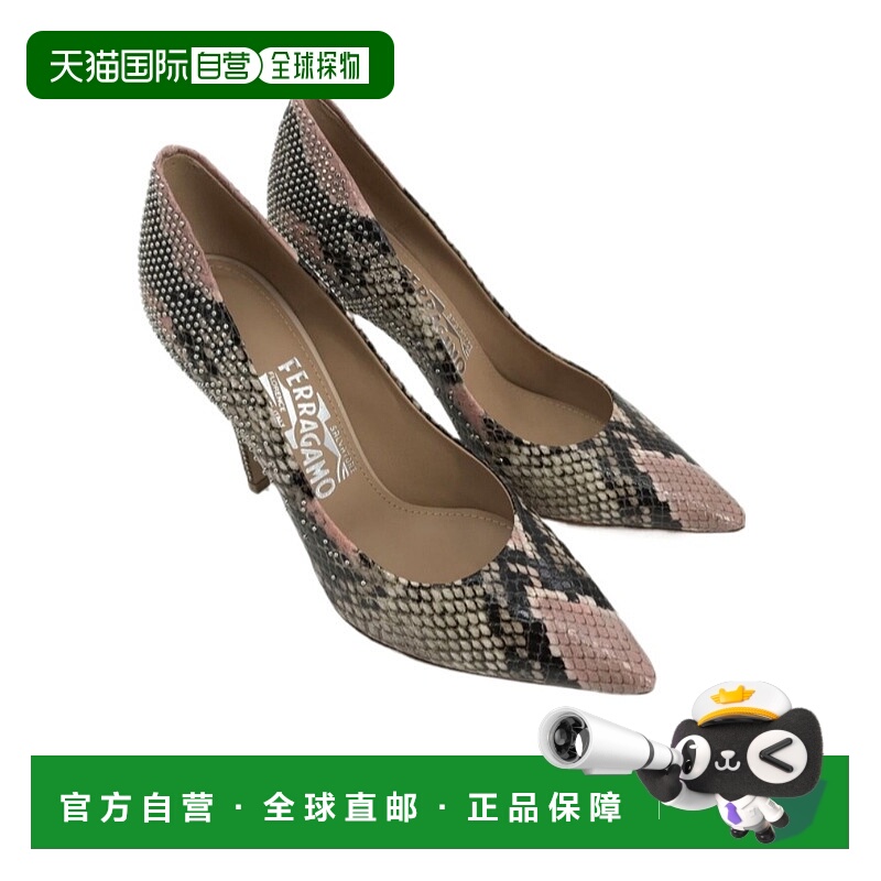 香港直邮Salvatore Ferragamo 徽标细节高跟鞋 0582446SUSI100STU