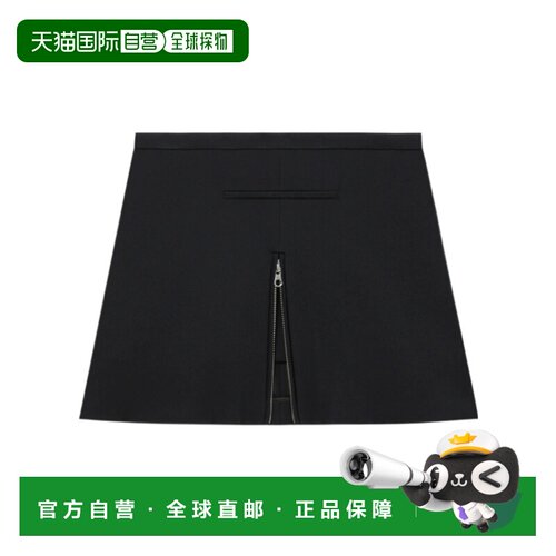 香港直邮Courreges 拉链斜纹半身裙迷你裙裙子 324CJU180PL0007