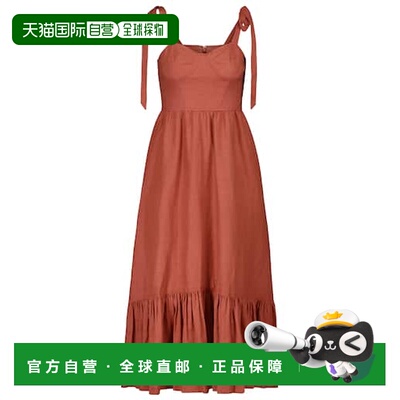 1h可退 香港直邮Simkhai 女士 Georgia 亚麻混纺中长连衣裙 00139