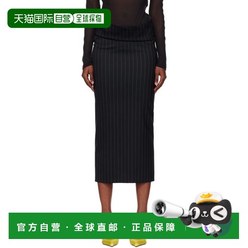 香港直邮Mugler 穆勒 女士 海军蓝 Pinstripe Stretch Tube 半身