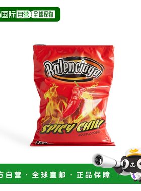 自营欧洲直邮Balenciaga巴黎世家 Chips男士红色小牛皮薯片图案手