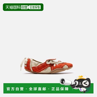 自营欧洲直邮Acne Studios 女士米白色/橙色拼接绒面革系带女鞋鞋